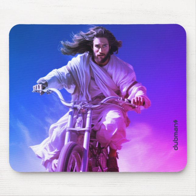 Dubman Does Design: Jesus on Wheels, Heaven sent Mouse Pad (Front)
