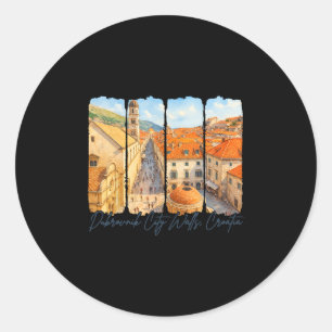 Dubrovnik City Walls Croatia Travel Brushstroke So Classic Round Sticker