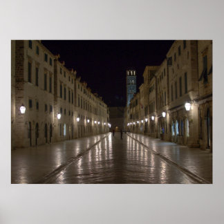 Dubrovnik Croatia at Night Poster