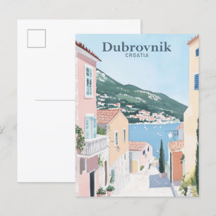Dubrovnik Croatia Gouache Illustration Travel Postcard