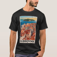 Dubrovnik Croatia Illustration Travel Art Vintage
