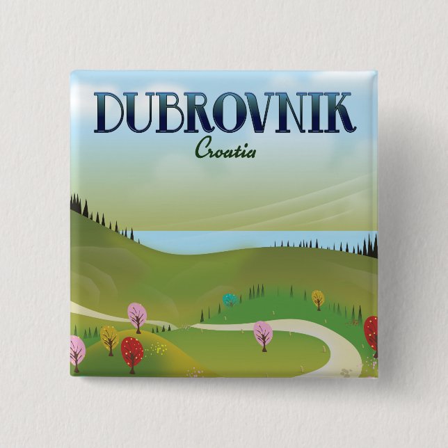 dubrovnik croatia landscape poster. 15 cm square badge (Front)