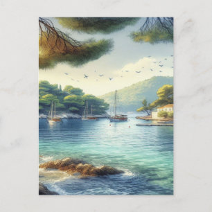 Dubrovnik Croatia Mljet island watercolor Postcard