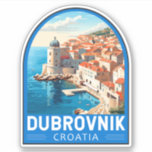 Dubrovnik Croatia Travel Art Vintage<br><div class="desc">Dubrovnik Croatia retro travel design. It's known for its distinctive Old Town,  encircled with massive stone walls completed in the 16th century.</div>