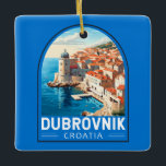 Dubrovnik Croatia Travel Art Vintage Ceramic Ornament<br><div class="desc">Dubrovnik Croatia retro travel design. It's known for its distinctive Old Town,  encircled with massive stone walls completed in the 16th century.</div>