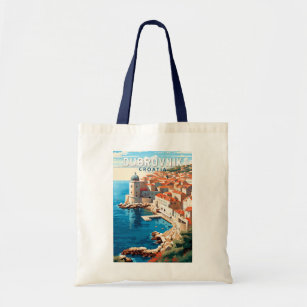 Dubrovnik Croatia Travel Art Vintage Tote Bag