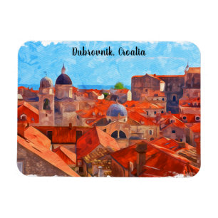 Dubrovnik Croatia Watercolor Painting Travel Magnet
