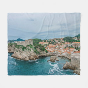 Dubrovnik harbor and city center fleece blanket