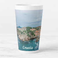 Dubrovnik harbor and city center latte mug