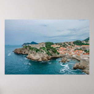 Dubrovnik harbor and city center poster