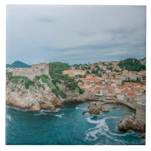 Dubrovnik harbor and city center tile