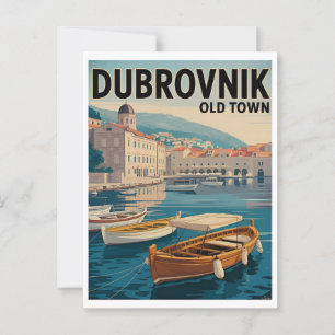 Dubrovnik Old Town Vintage Poster – Retro Waterfro Postcard