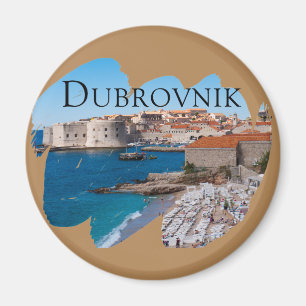 Dubrovnik: View of Beach and Old Town Magnet