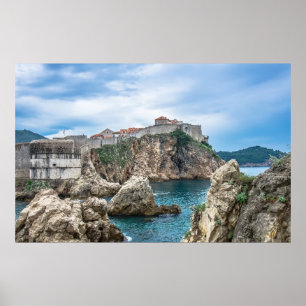 Dubrovnik walls view from sea poster