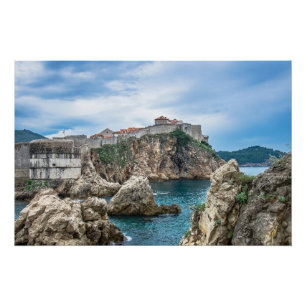 Dubrovnik walls view from sea poster