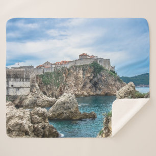 Dubrovnik walls view from sea sherpa blanket