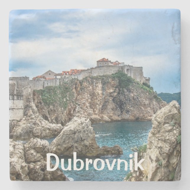 Dubrovnik walls view from sea stone coaster (Front)