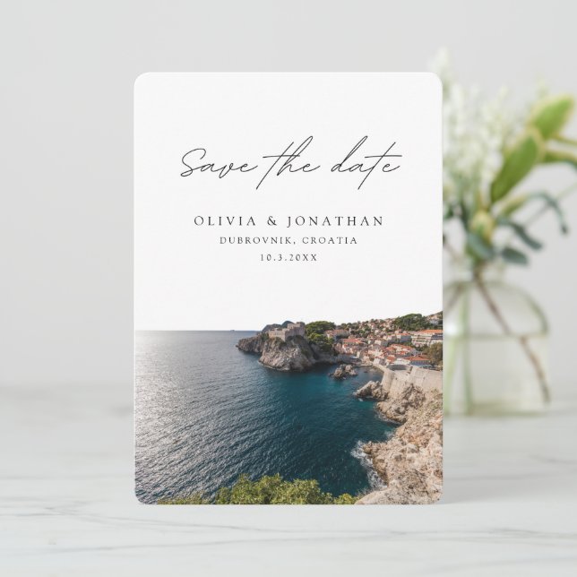 Dubrovnik Wedding Save the Date Croatia Wedding Invitation (Standing Front)