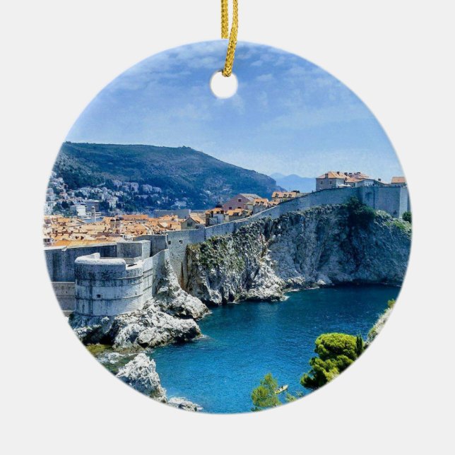 Dubrovnik's Old City Ceramic Tree Decoration (Front)
