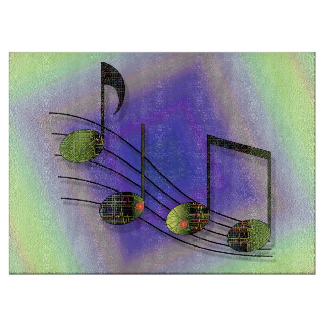 Dubstep Notes Glass Cutting Board (Front)