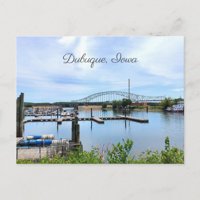Dubuque, Iowa Bride over the Mississippi River  Postcard (Front)