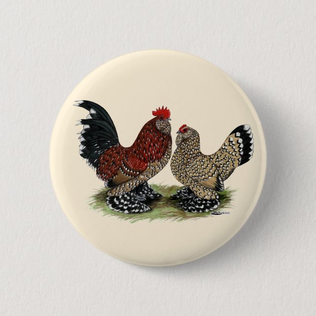 D'Uccle Bantams:  Mille Fleur 6 Cm Round Badge (Front)