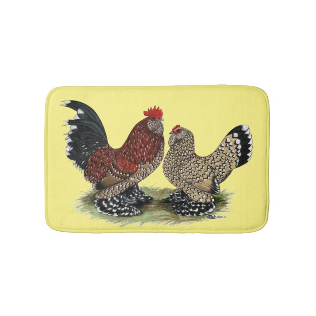 D'Uccle Bantams:  Mille Fleur Bath Mat (Front)