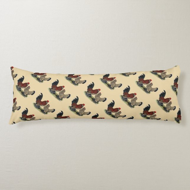 D'Uccle Bantams:  Mille Fleur Body Cushion (Front)