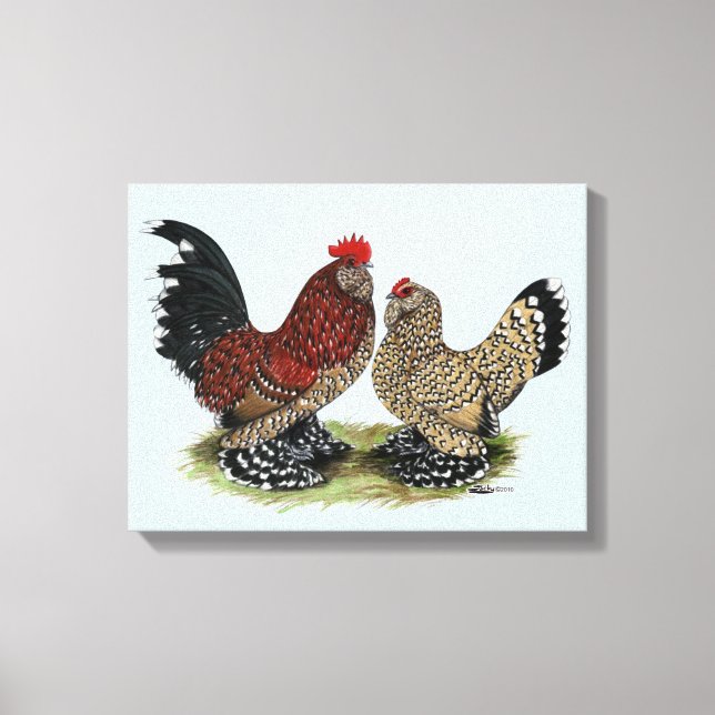 D'Uccle Bantams:  Mille Fleur Canvas Print (Front)