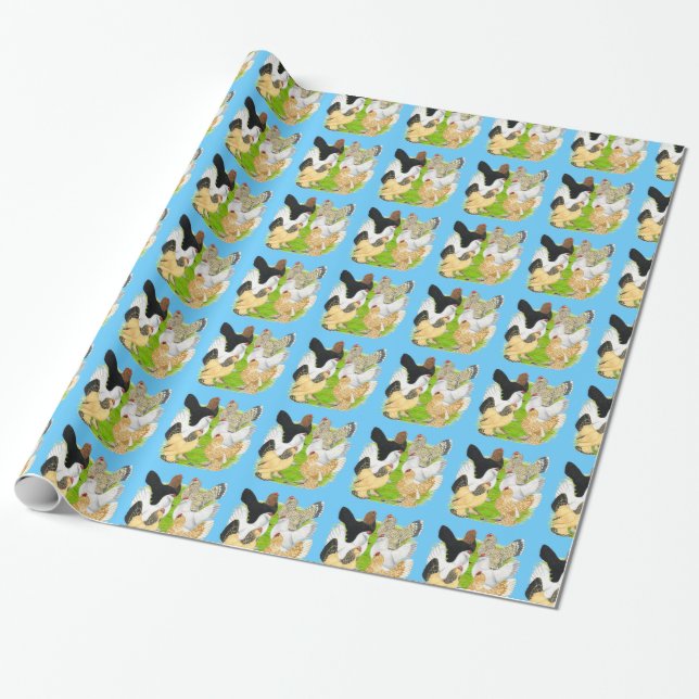 D'Uccles Six Hens Wrapping Paper (Unrolled)