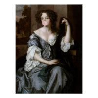 Duchess of Portsmouth blowing a pink bubble gum