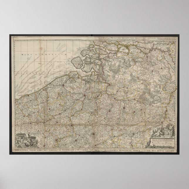 Duchy of Brabant with Adjacent Provinces Map, 1712 Poster (Front)