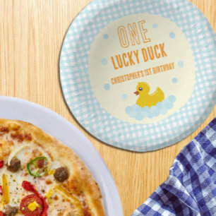 Duck 1st Birthday Paper Plate