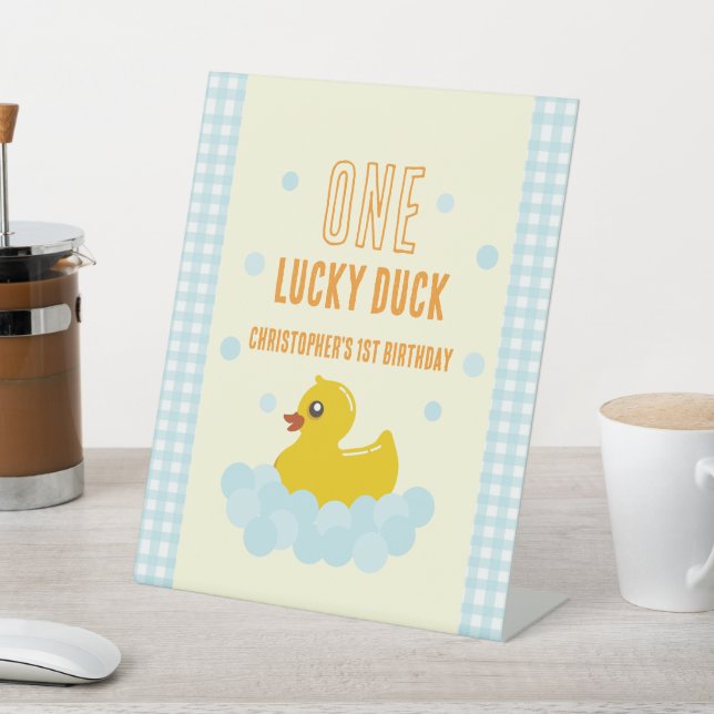 Duck 1st Birthday Pedestal Sign (In SItu)
