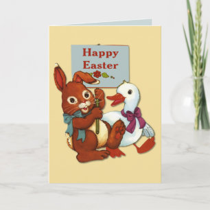Duck and Bunny Easter Holiday Card