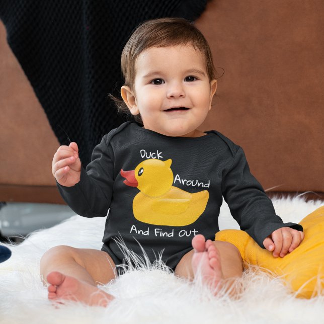Duck Around And Find Out Rubber Duck Funny Black Baby Bodysuit (Creator Uploaded)