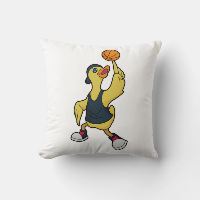 Duck as Baskeball player with Basketball Cushion (Front)
