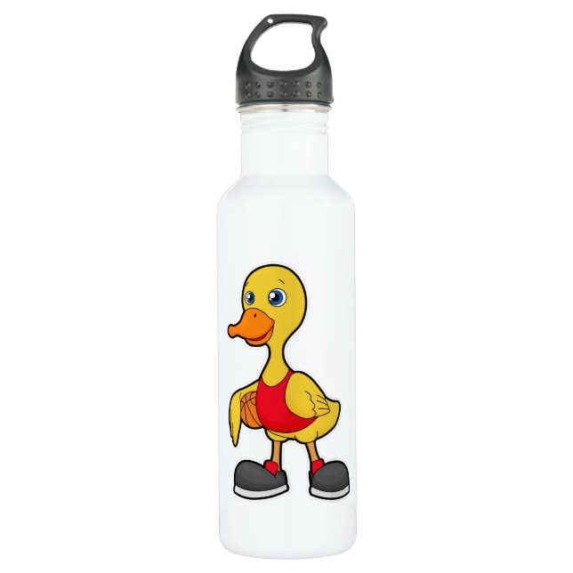 Duck as Basketball player with Basketball 710 Ml Water Bottle (Front)