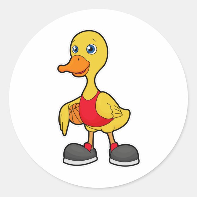 Duck as Basketball player with Basketball Classic Round Sticker (Front)