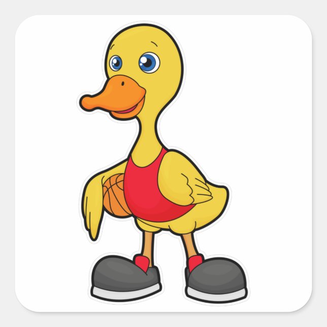 Duck as Basketball player with Basketball Square Sticker (Front)