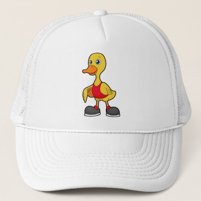 Duck as Basketball player with Basketball Trucker Hat (Front)