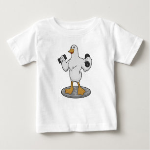 Duck as Bodybuilder with Dumbbells Baby T-Shirt
