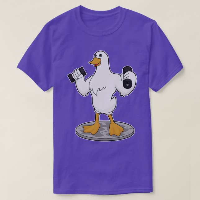 Duck As Bodybuilder With Dumbbells  T-Shirt (Design Front)