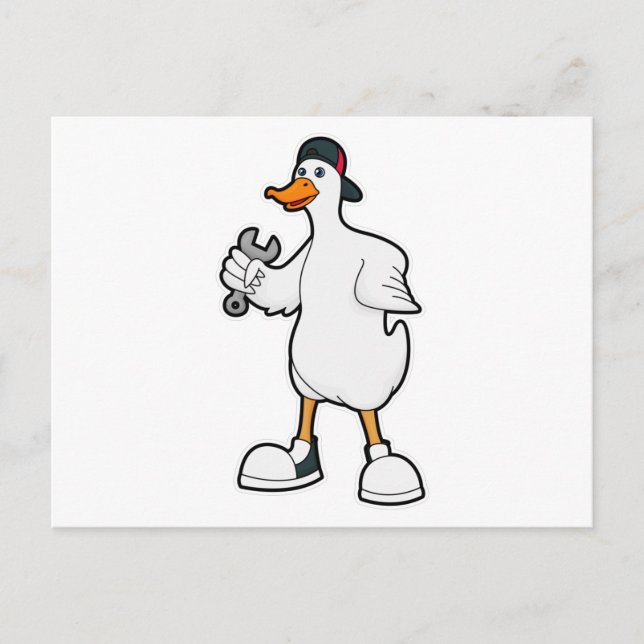 Duck as Craftsman with Tool & Cap Postcard (Front)