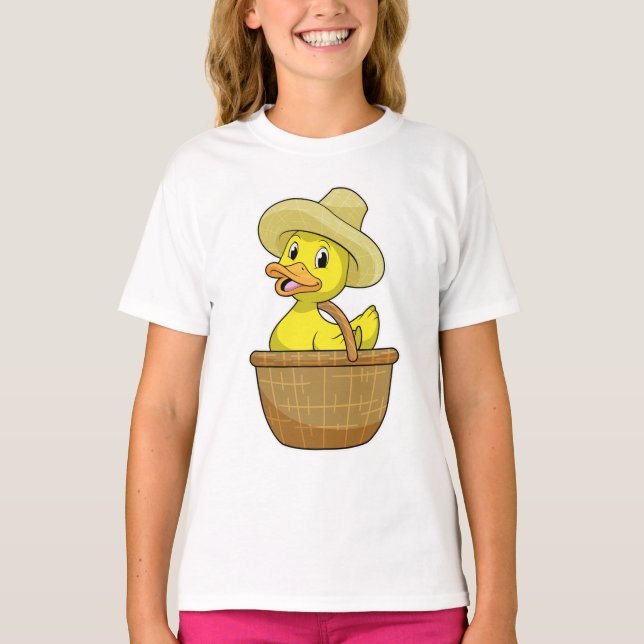 Duck as Farmer with Basket T-Shirt (Front)