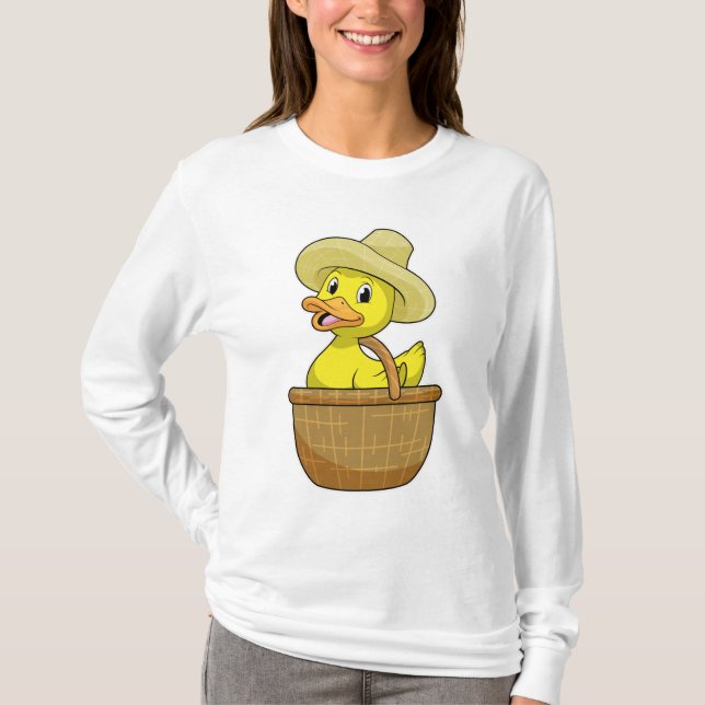 Duck as Farmer with Basket T-Shirt (Front)