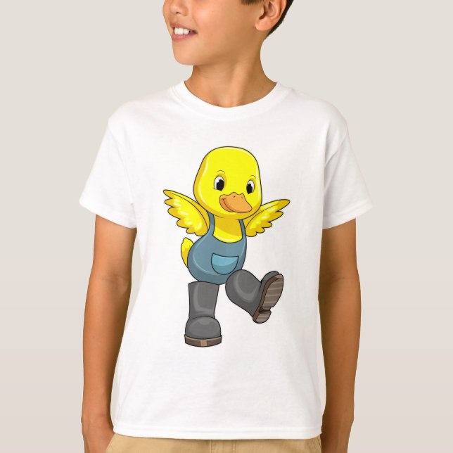 Duck as Farmer with Boots T-Shirt (Front)