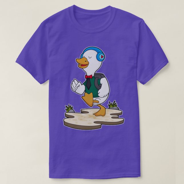 Duck as Hiker with Backpack T-Shirt (Design Front)