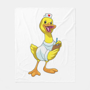 Duck as Nurse with Heart Fleece Blanket