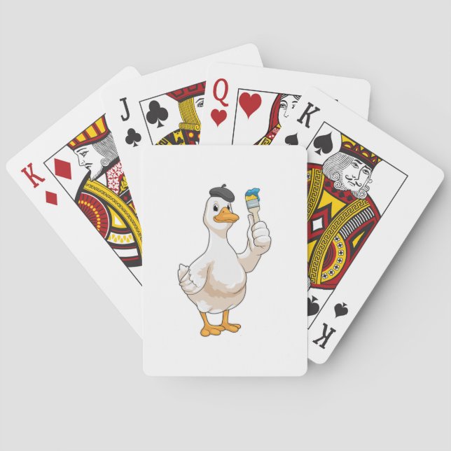 Duck as Painter with Paint brush Playing Cards (Back)
